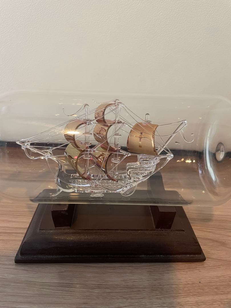美品　ガラス瓶アート(帆船)