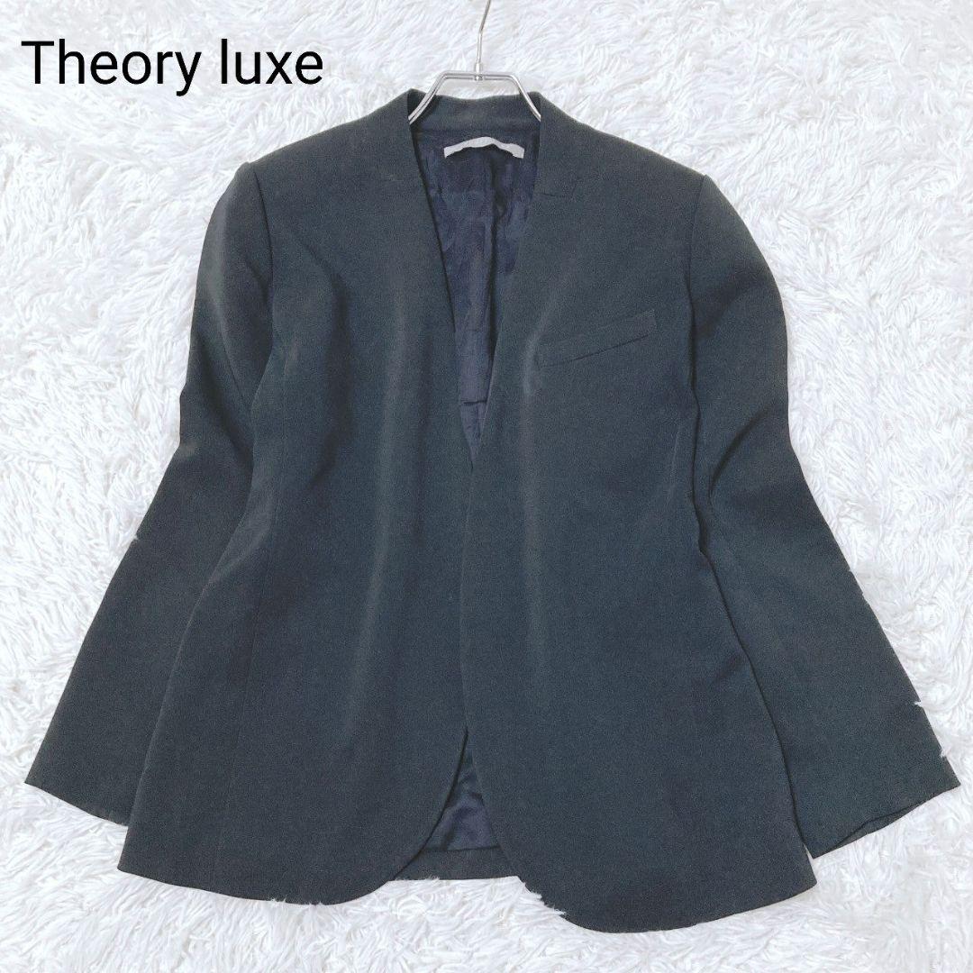 セオリーリュクス ノーカラージャケット ネイビー 38 アウター 裏地