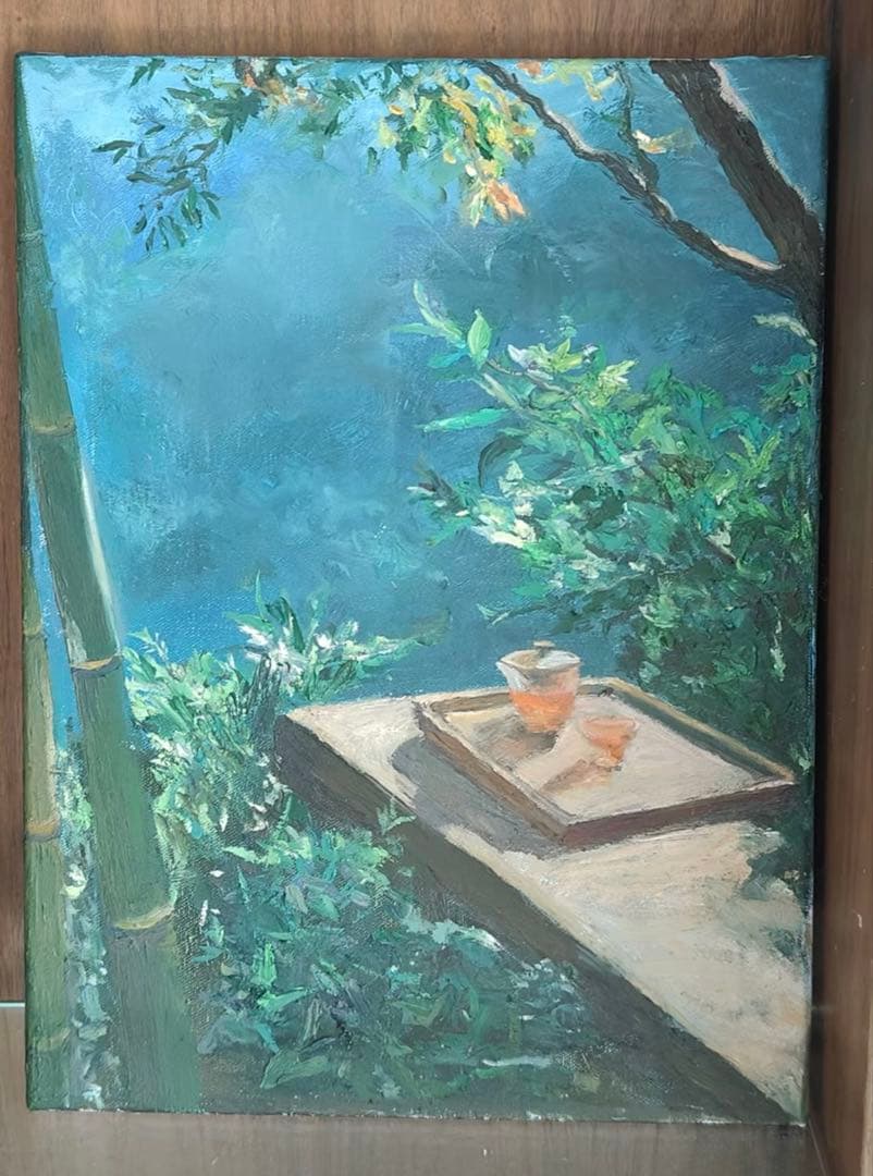 油彩画 自然風景 青と緑の色合い 楽天市場】油彩画 F6号 広瀬和之 「白馬岳」 真筆 額入り 額装絵画