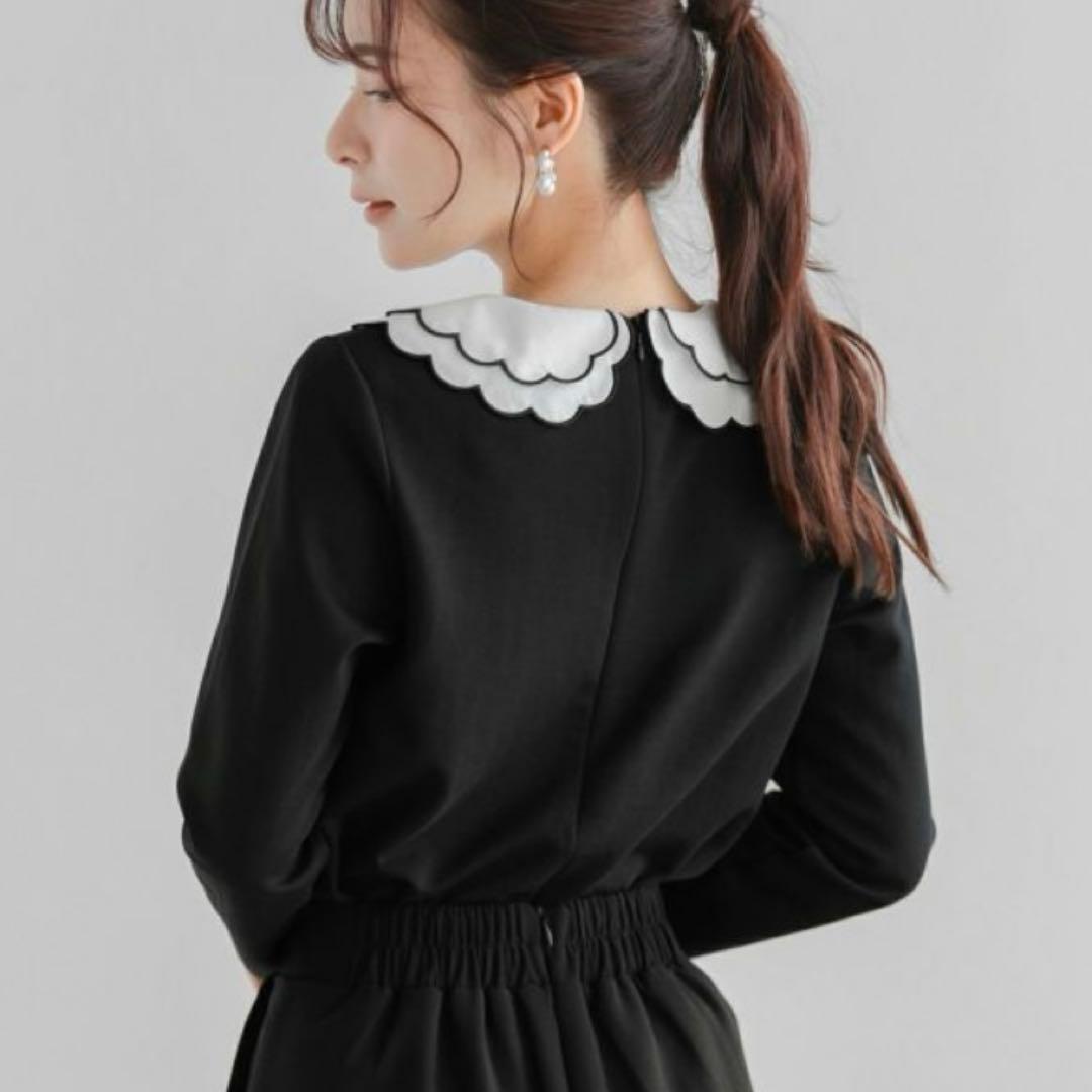 新品未使用】fitmore 刺繍ダブルカラーレイヤードロングスリーブトップス