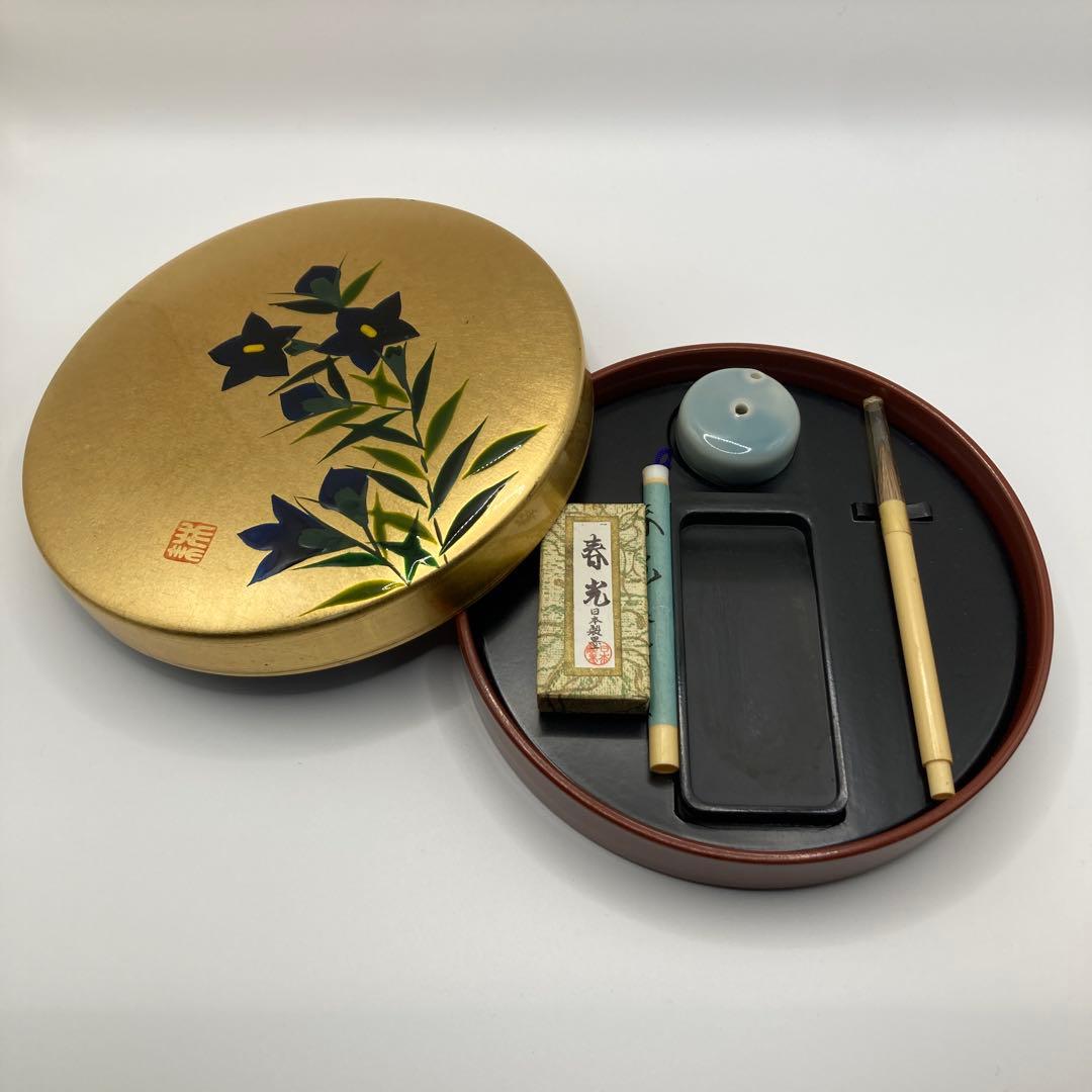 工芸漆器 七宝 硯箱セット 書道セット ミニ 桔梗 - メルカリ