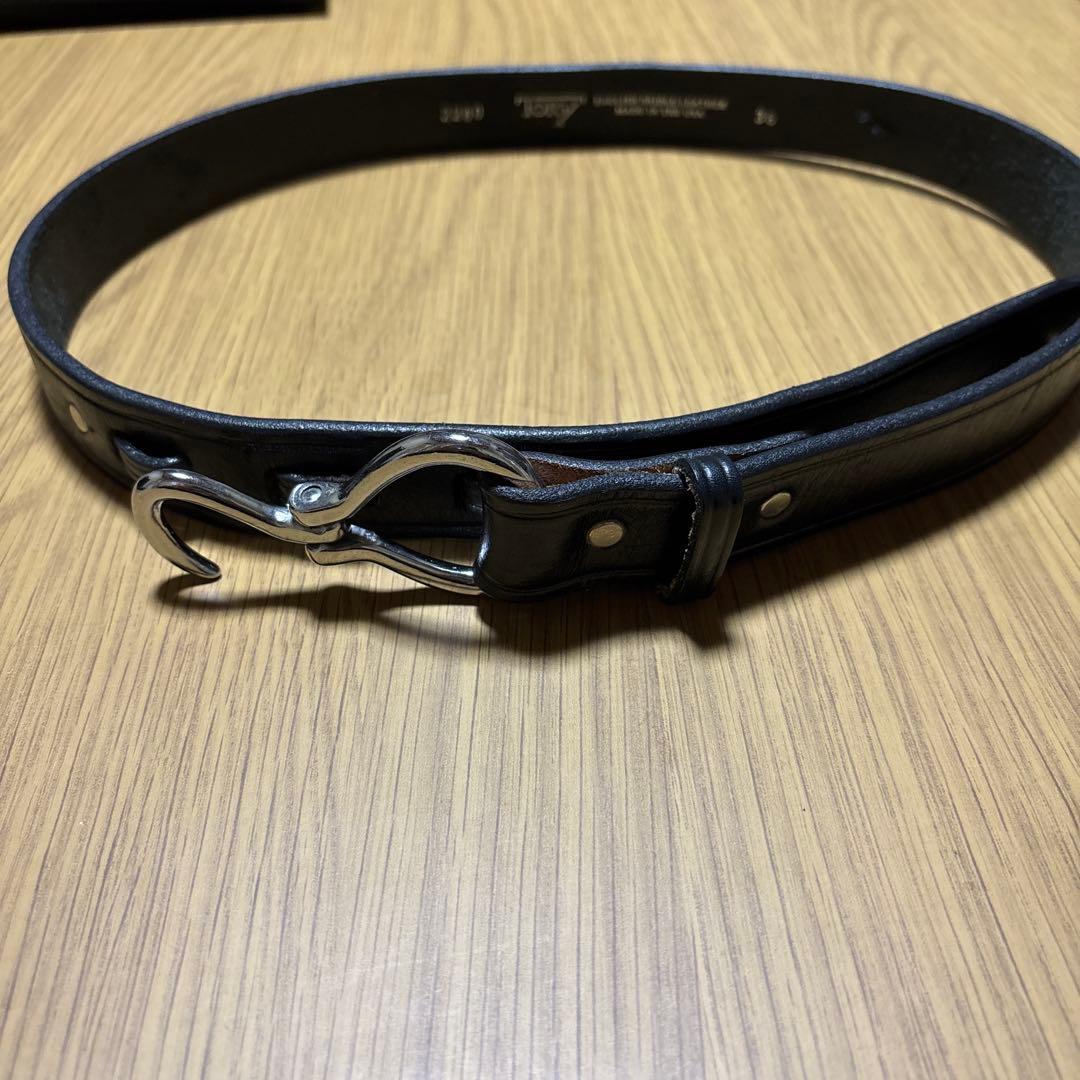 TORY LEATHER / トリーレザーベルト / 36ブラック&シルバー