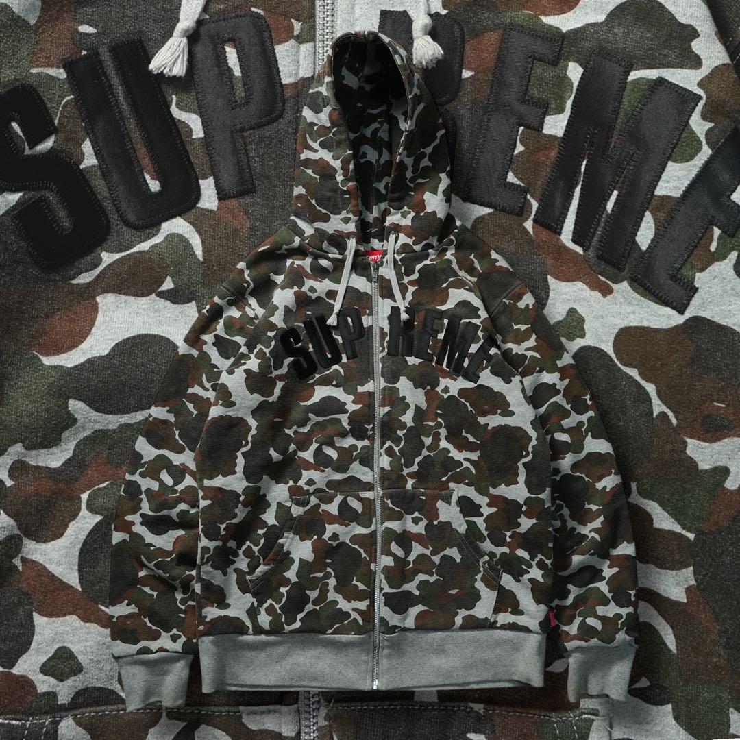 希少】SUPREME 12AW ジップパーカー アーチロゴ カモ柄 裏サーマル
