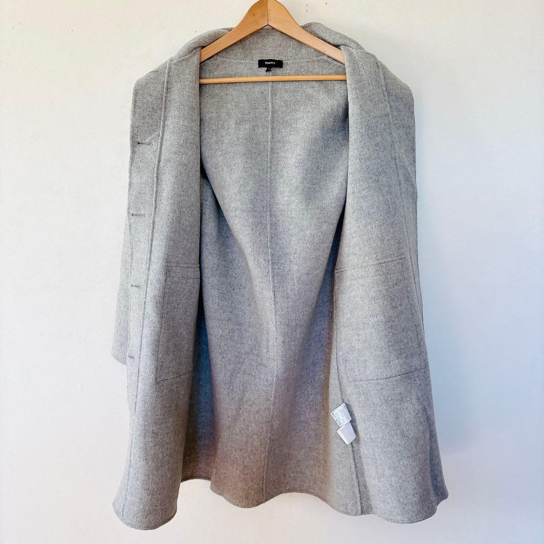 美品✨Theory カシミヤ混ダッフルコート ダブルフェイス グレー S