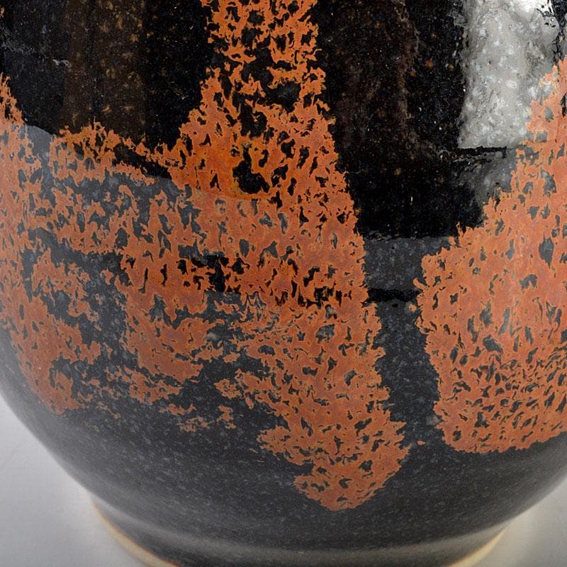 京焼 清水焼 清水保孝作 鉄釉鉄彩 花入 共布共箱 C