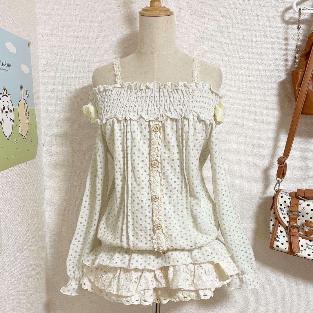 公*o様 当時物LIZLISA リズメロ オフショルトップス 姫カジcoquet