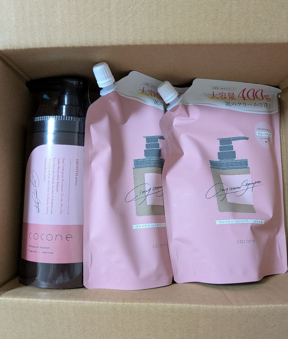 coconeクレイクリームシャンプースムースボトル＆詰め替え2個