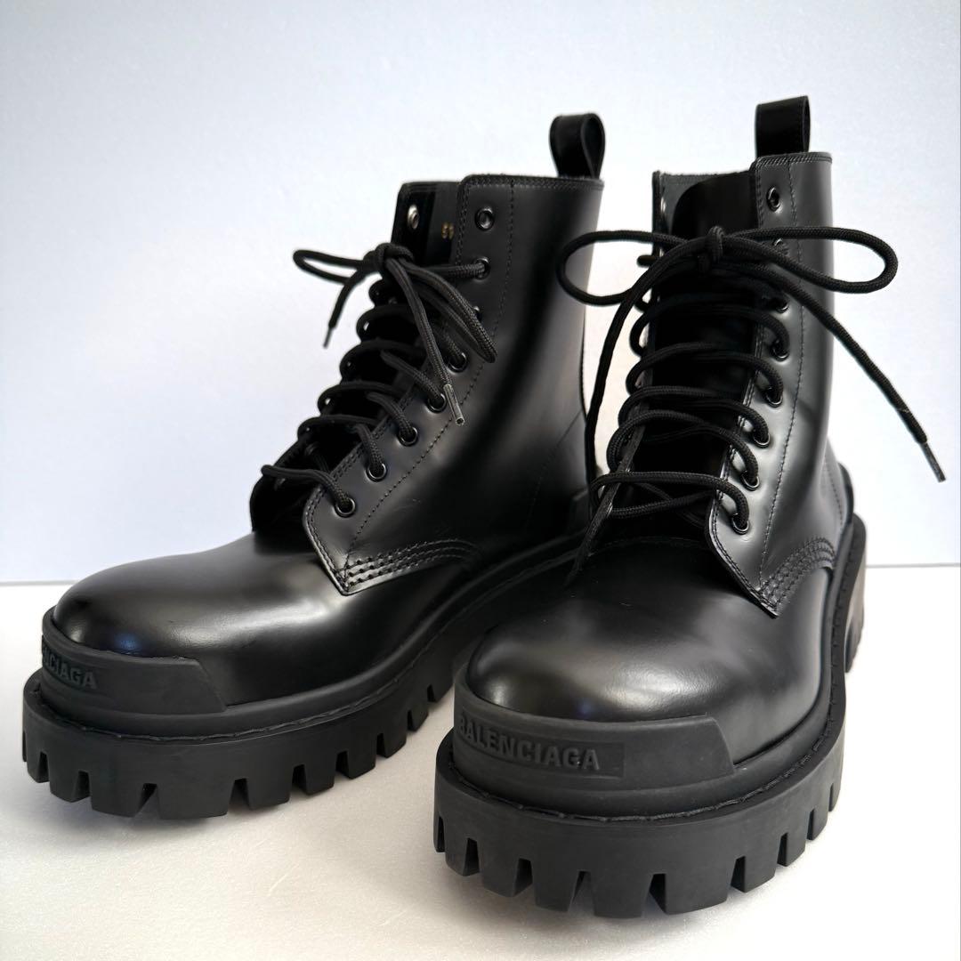 バレンシアガ ストライク レースアップ ブーツ 23cm ブラック