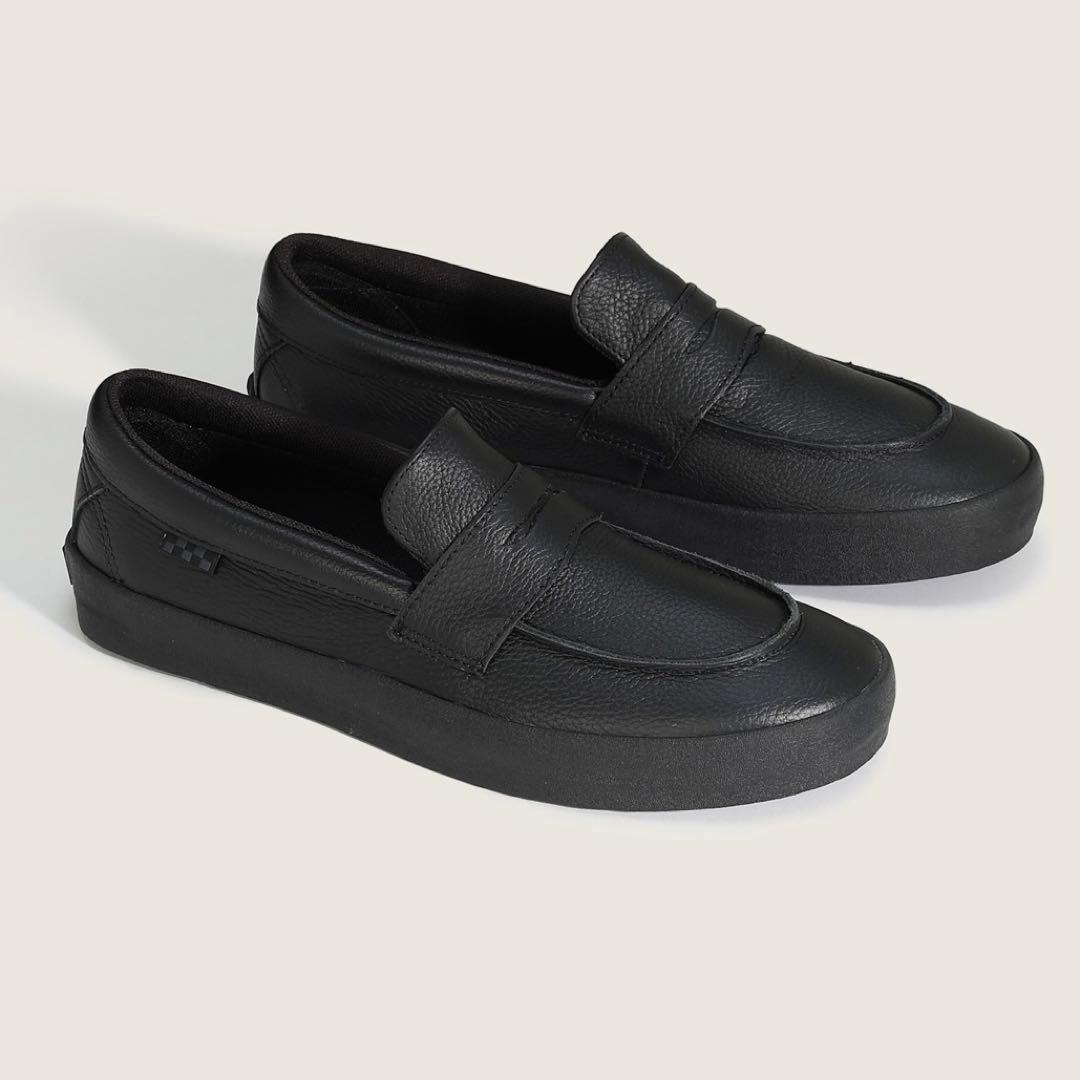 VANS スニーカー　スケート　ローファー　レザー　ブラック　24cm