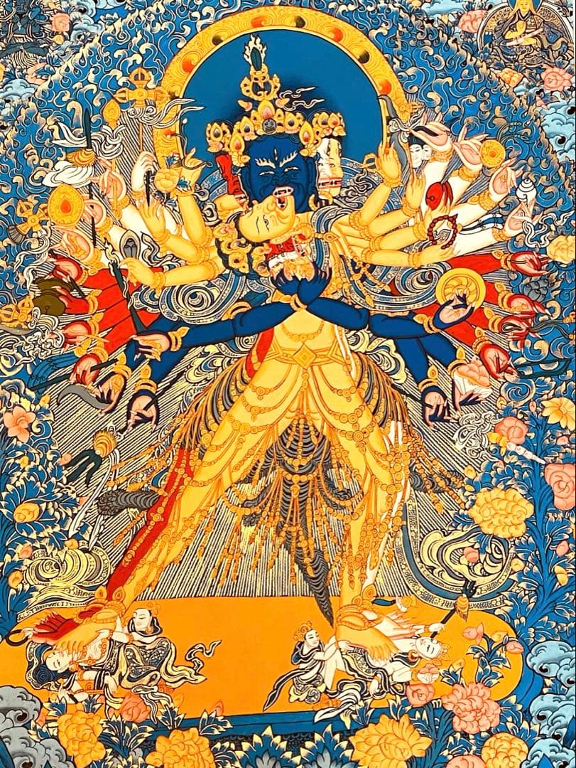 一点物 カーラチャクラ 曼荼羅 時輪金剛 手描き 約76.5 × 約53.5 チベット密教 新品 》 カーラチャクラ 時輪金剛 タンカ 曼荼羅 手描き