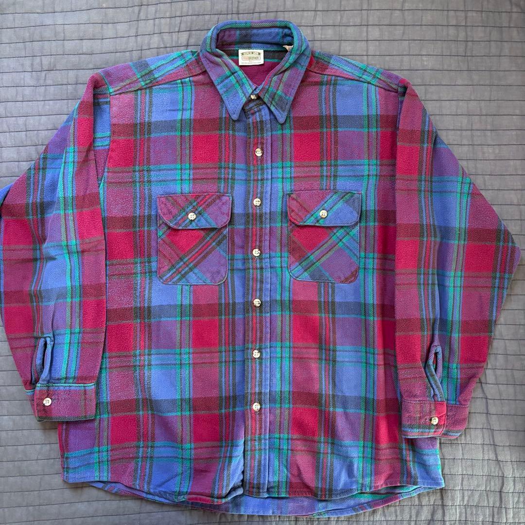90s ファイブブラザー ネルシャツ ヘビネル 好配色 長袖フランネル FIVE BROTHER】良配色 ファイブブラザー フランネルシャツ 90s USA製