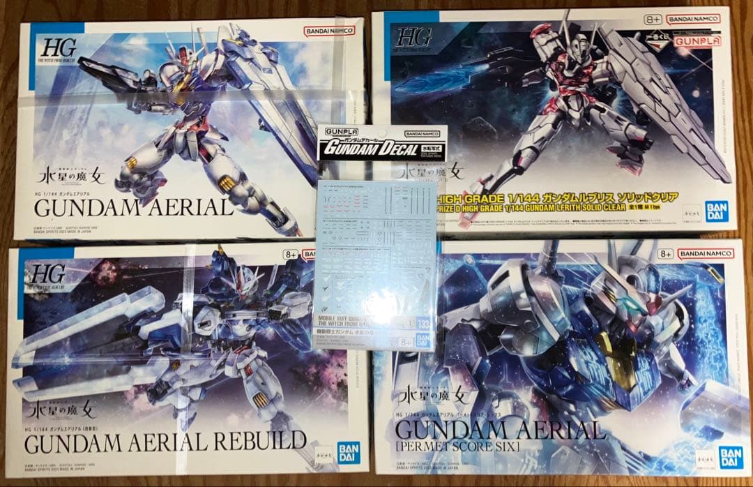 hgガンダムエアリアル4機セット+水転写デカール NO133