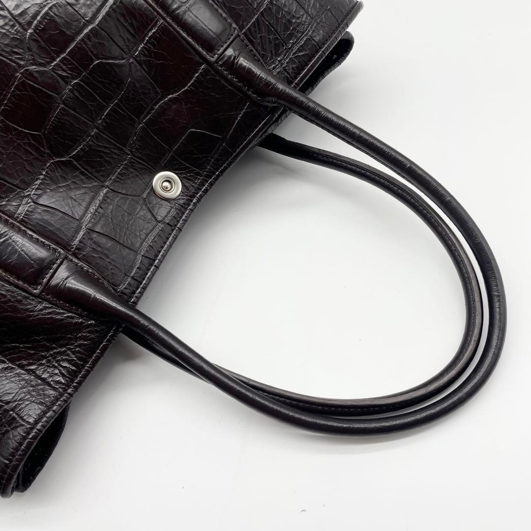 極美品✨バーニーズニューヨーク トートバッグ レザー クロコ型押し A4