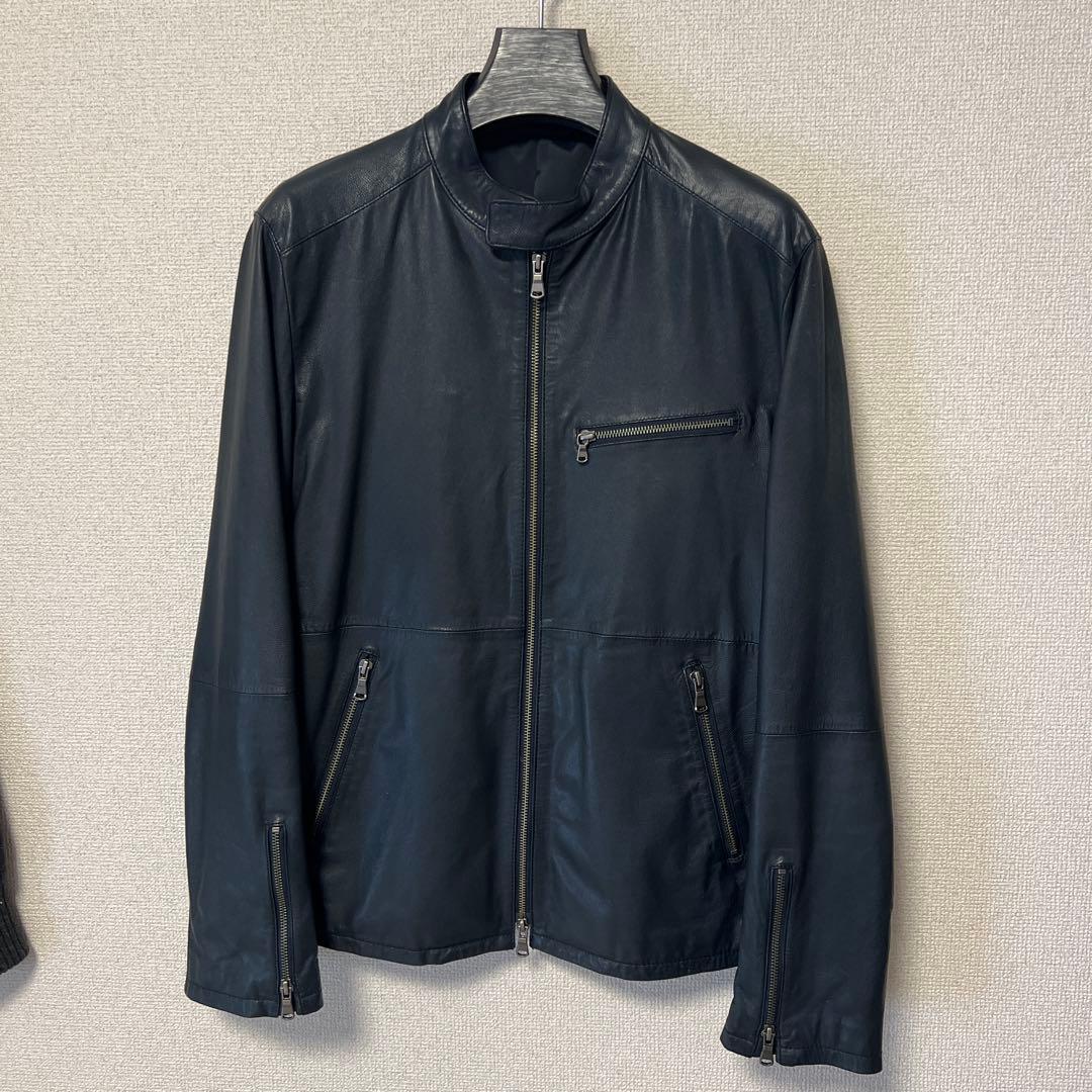 JOSEPH ゴートレザー　シングルライダース　ダークネイビー