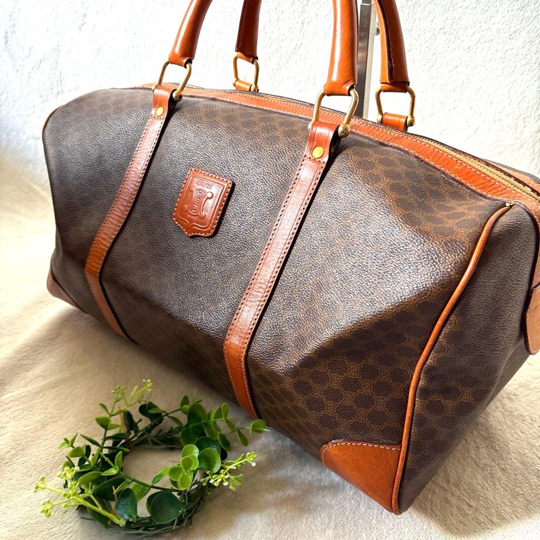 セリーヌ ボストンバック 大容量 マカダム柄 トリオンフ PVC 旅行 出張