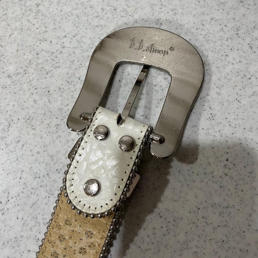 b.b.simon ビービーサイモン ベルト ホワイト - メルカリ