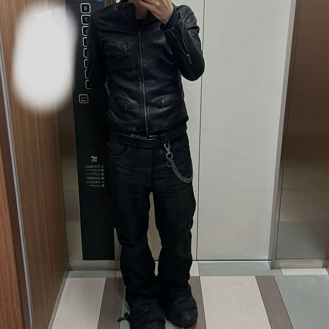 00s 本革　opium vkei y2k ギミック　レザージャケット