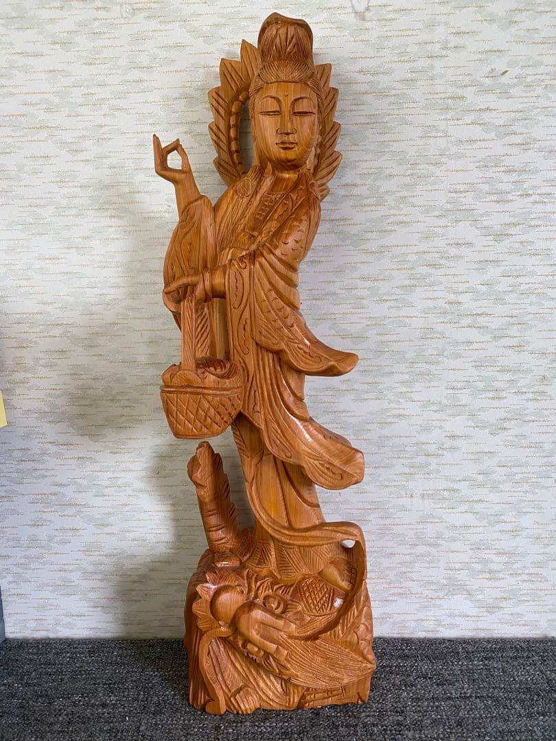 木製 観音像　観音菩薩　立像　仏像　置物　彫刻