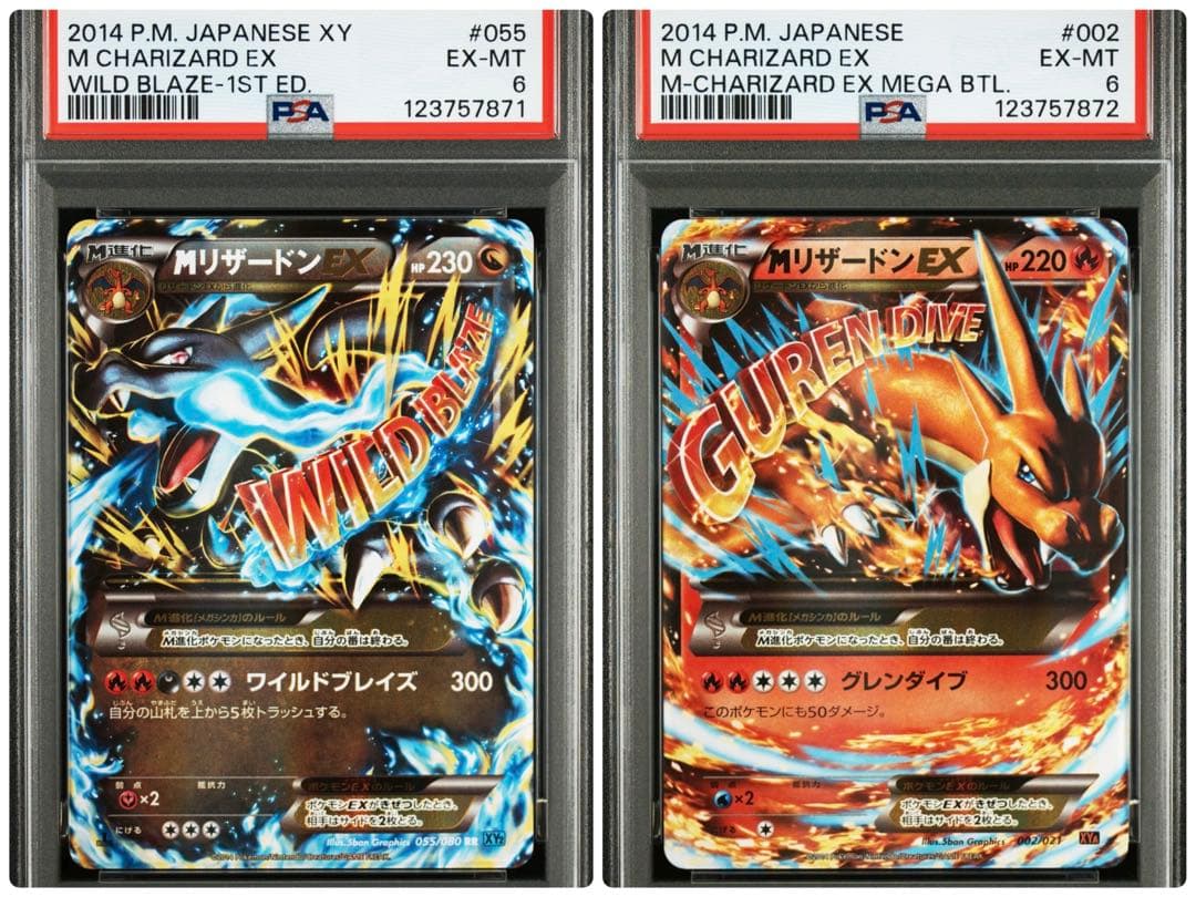 PSA6連番MリザードンEX RR XY2 055/080XYA 002/021 PSA10鑑定済〕MリザードンEX(X)【RR】{055/080}