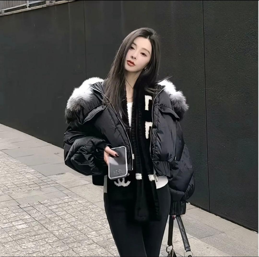 y2kホワイトダック ダウン 95% ショート丈 L ファー 平成ギャル