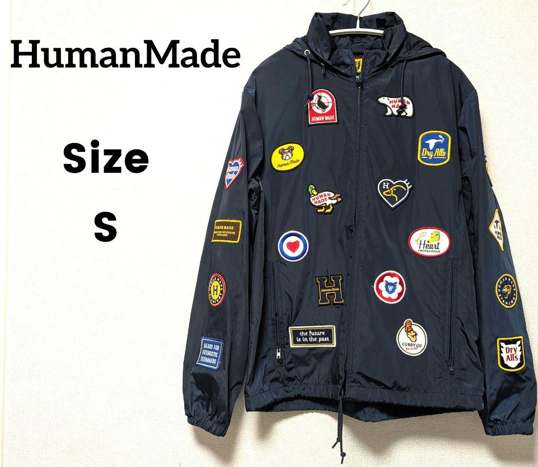 HUMAN MADE ワッペン ナイロンジャケット S ネイビー 総柄 - メルカリ