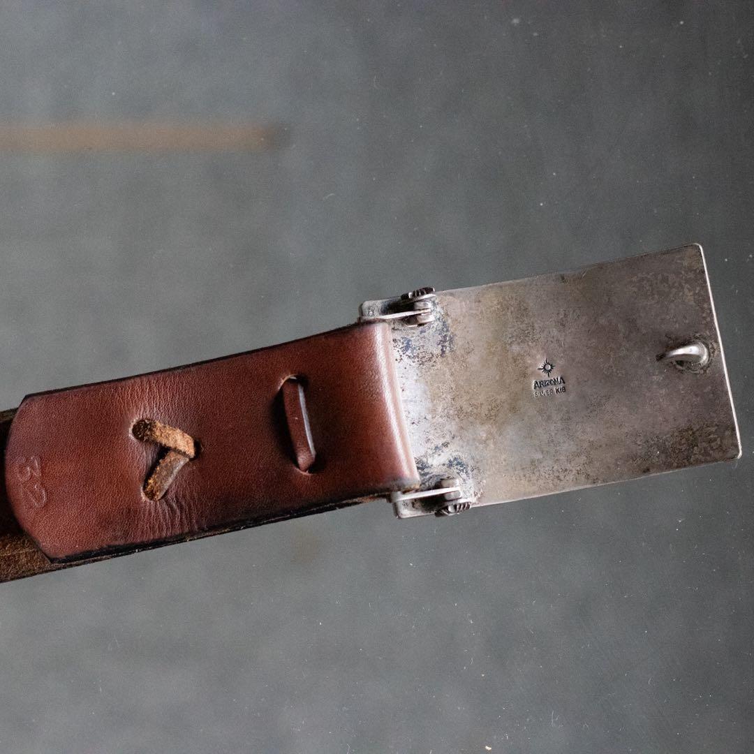 アリゾナフリーダム レザーベルト フェザー 唐草 18金太陽 バックル