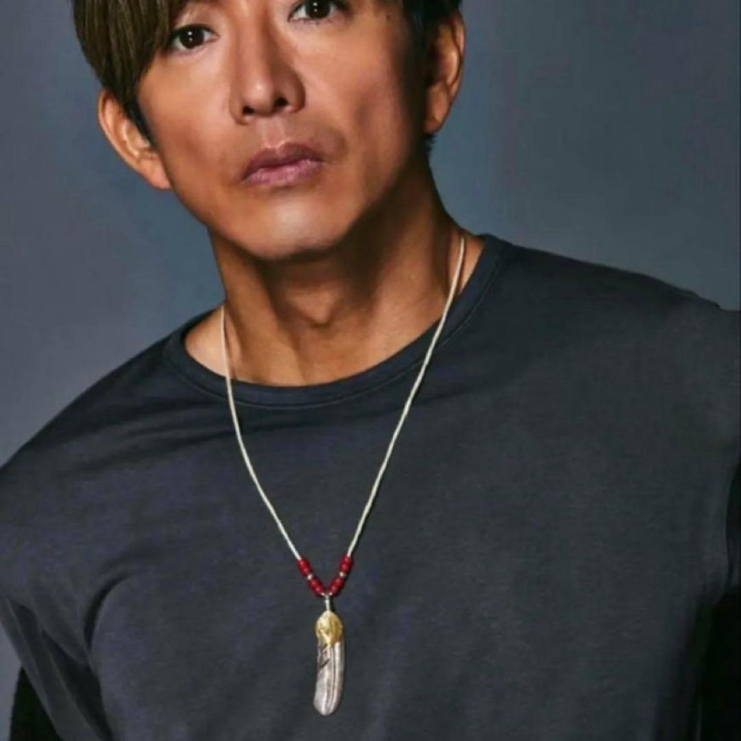 フェザーネックレス キムタク 木村拓哉 ネックレス 金メタル 特大
