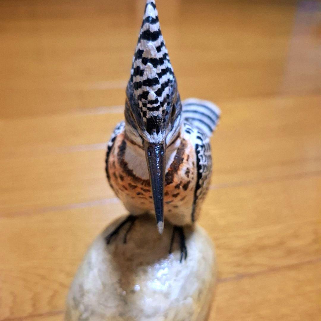 ヤマセミ バードカービング 木製鳥の彫刻 置物 - メルカリ