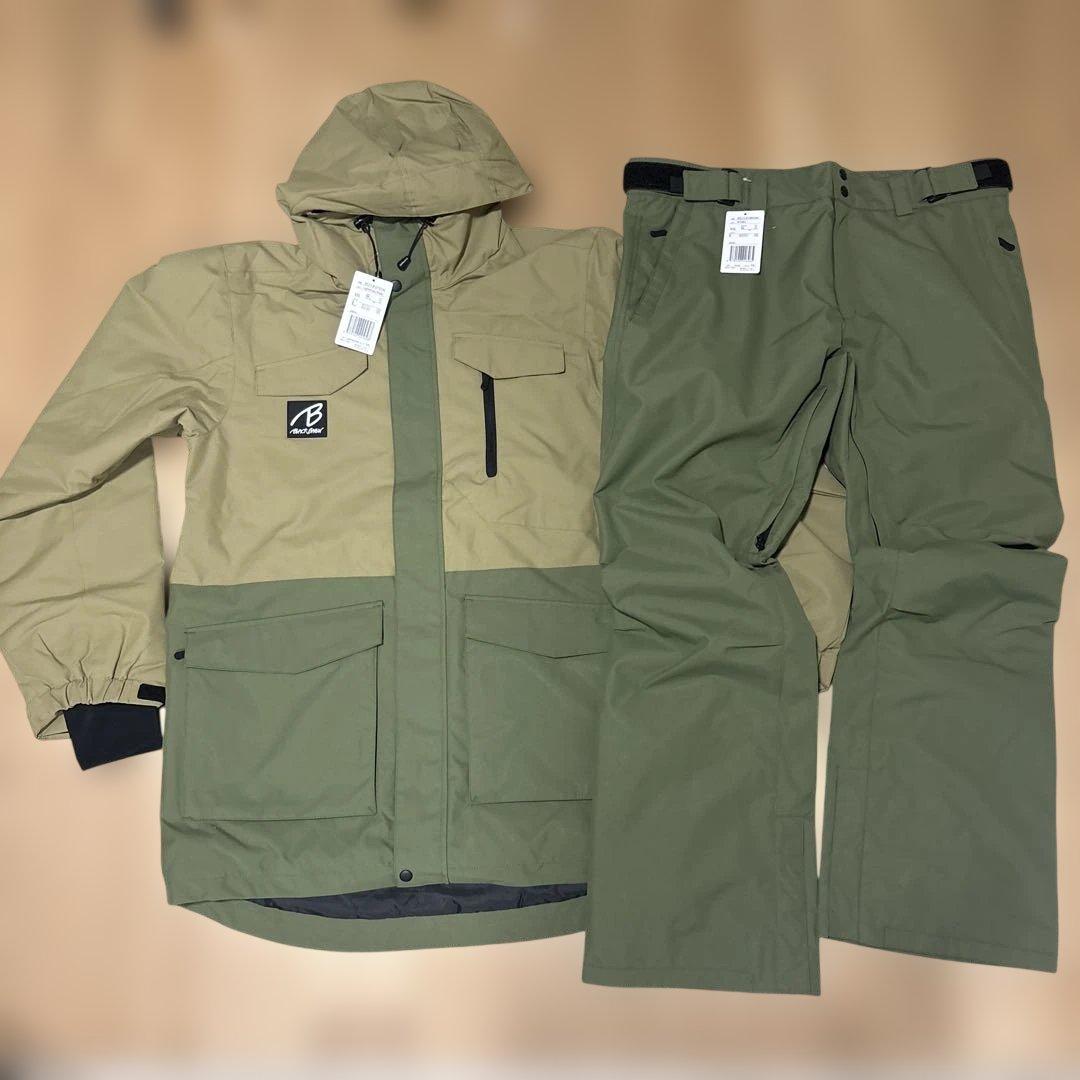 上下セット　スノーボードウェア XXL スキーウェア　スノボ　カーキ BLACK SNOW スノボウェア メンズ 上下セット スノーボードウェア