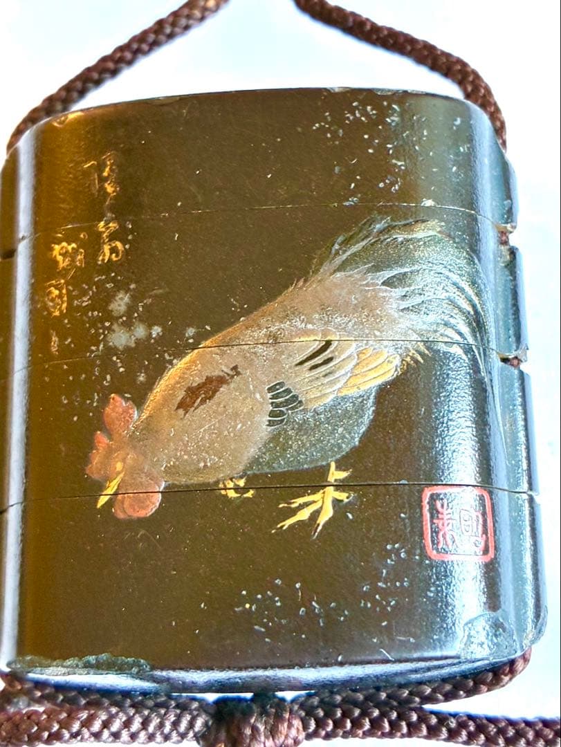 時代鷄蒔絵印籠 在銘