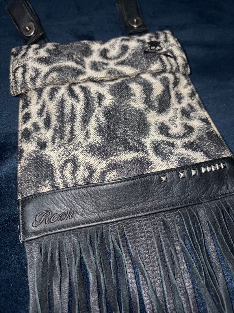 Roenロエン スカル ベルトウエストバッグポーチ デニム レザー