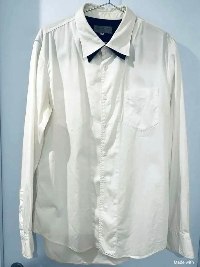 本日限定ヨウジヤマモト プールオム　長袖シャツ　L 襟裏黒 オキシ洗浄済み 美品