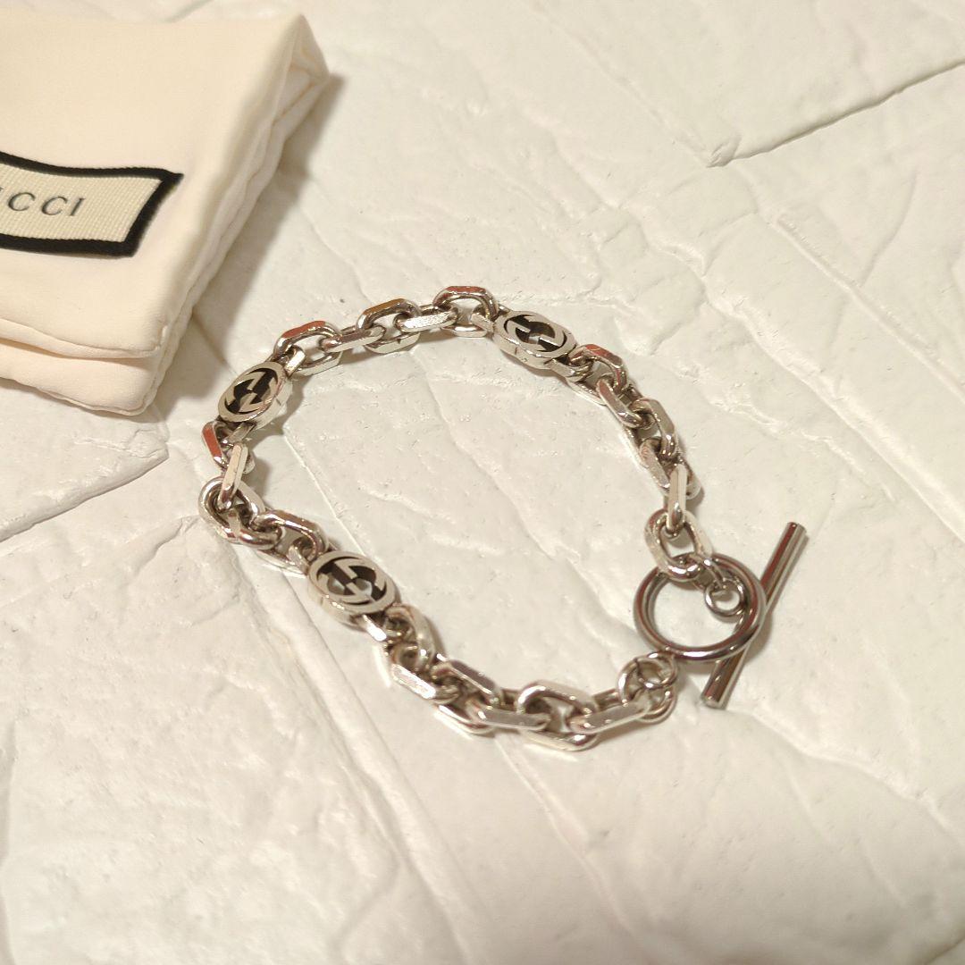 【美品】グッチ インターロッキング ブレスレット シルバー925