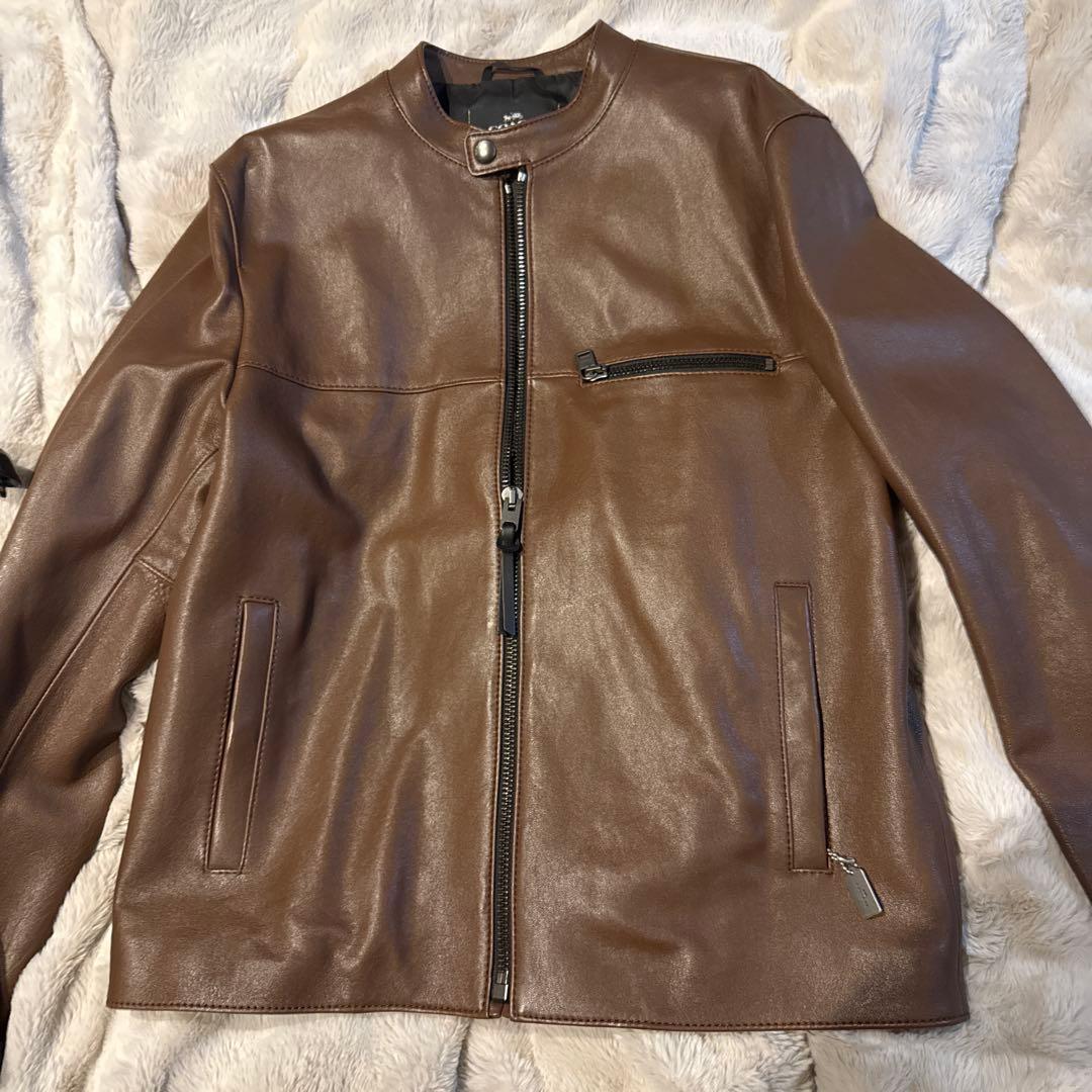 ち*い様 COACH ブラウン レザー シングルライダース週末限定値下げ