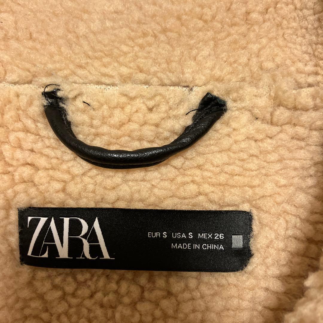 ZARA ブラウン フェイクレザーボアジャケット S - メルカリ