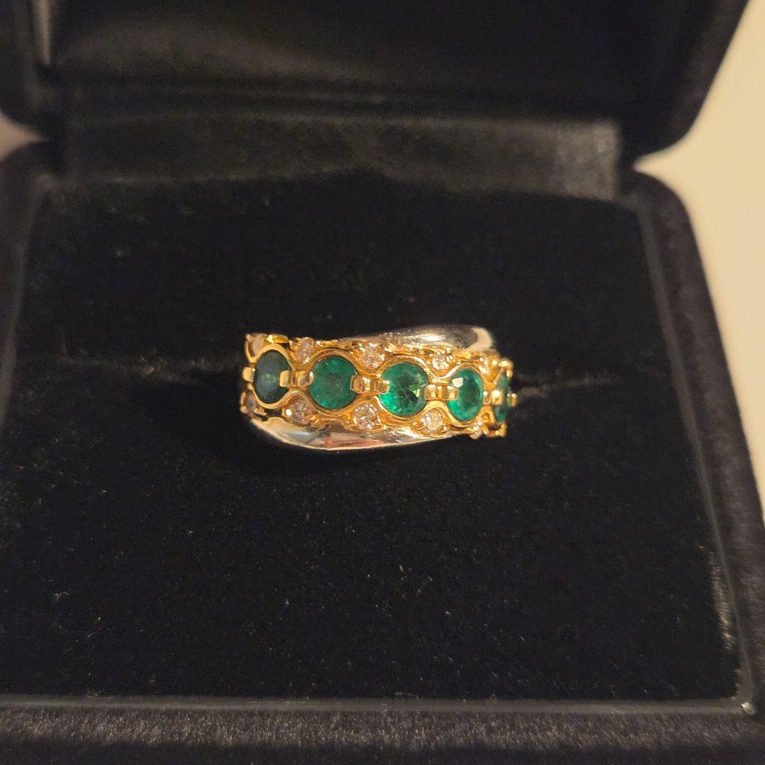 【美品】エメラルド　ダイヤモンド　リング　指輪　K18　PT900