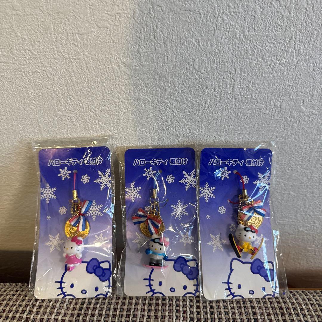 ハローキティ 2006年 トリノオリンピック ストラップ 3点セット 根付け