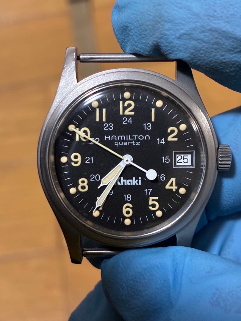 HAMILTON カーキ 9797 クォーツ 黒文字盤 電池交換済み 可動品