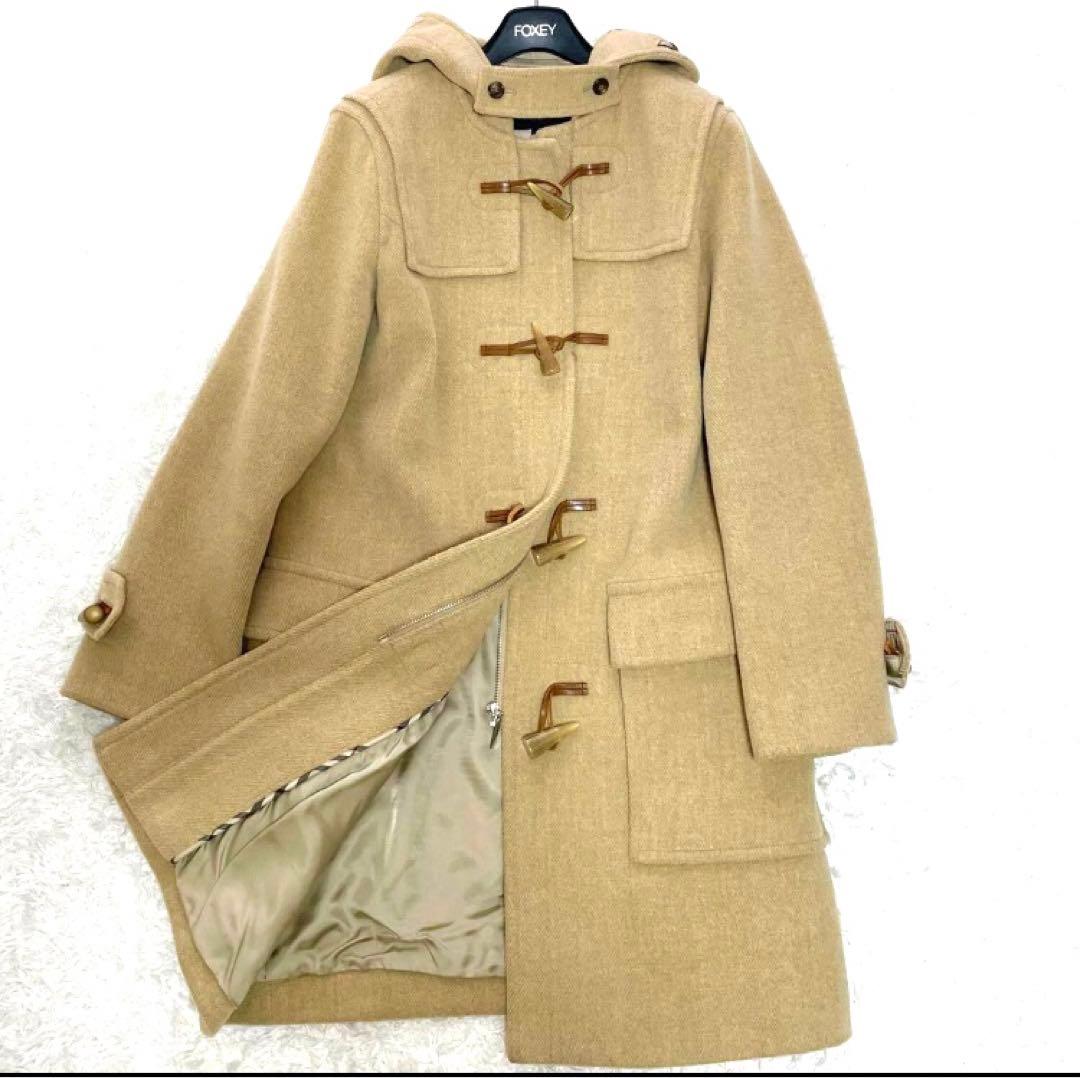 バーバリー　ロンドン ダッフルコート ヘリンボーン ノバチェック 牛革 キャメル