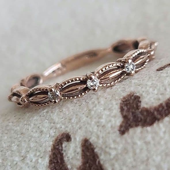 ドレスリング♡5号【アガット】K10ゴールドレース ダイヤモンド