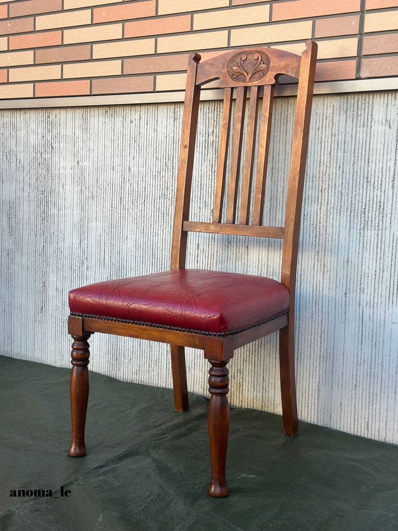 【ダイニングチェア】木製　ハイバック　スラットバックチェア　英国ヴィンテージ◎