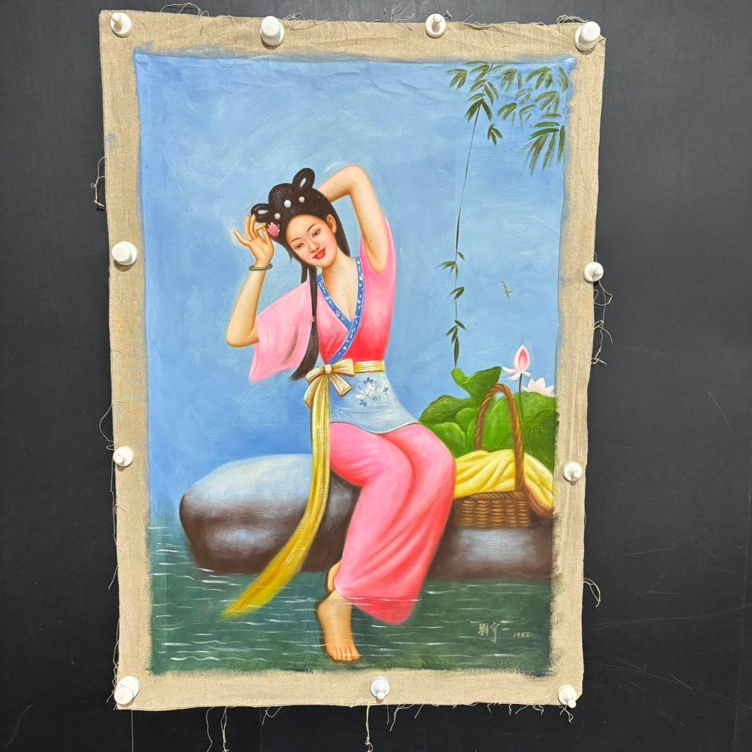 純手描き 水彩油画 人物画 刘宇一 作品図 中国絵画 約70×100cm 未表装