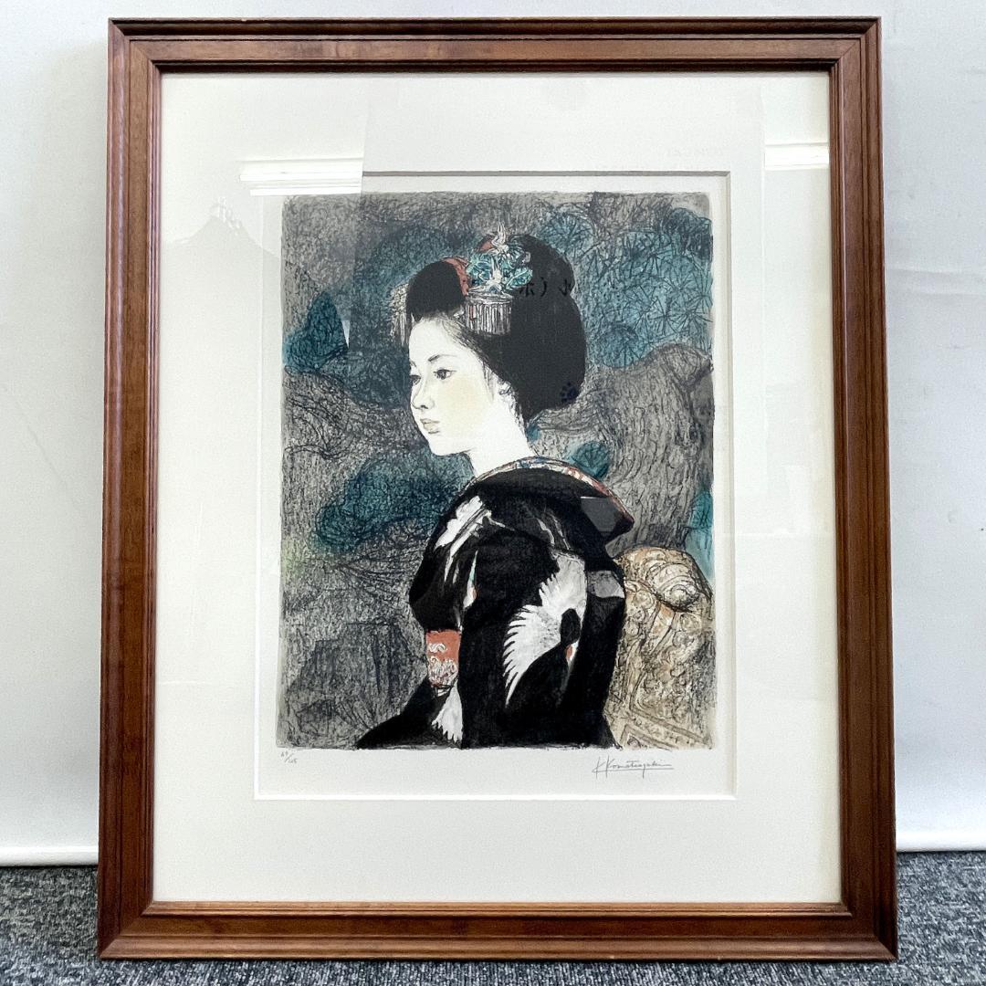 真作保証 小松崎邦雄『鶴の舞妓』リトグラフ ED69/125 額装 R8SD40