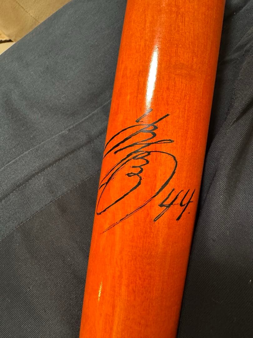 梅野　阪神　サイン入りバットオレンジ 木製バット モデル番号44 SSK