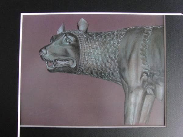 杉山寧、カピトールの牝狼、希少画集画、新品額装付、状態良好