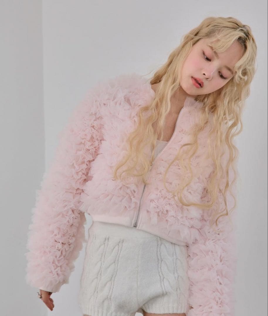 \"Ballerina\" volume tulle jacket ピンク