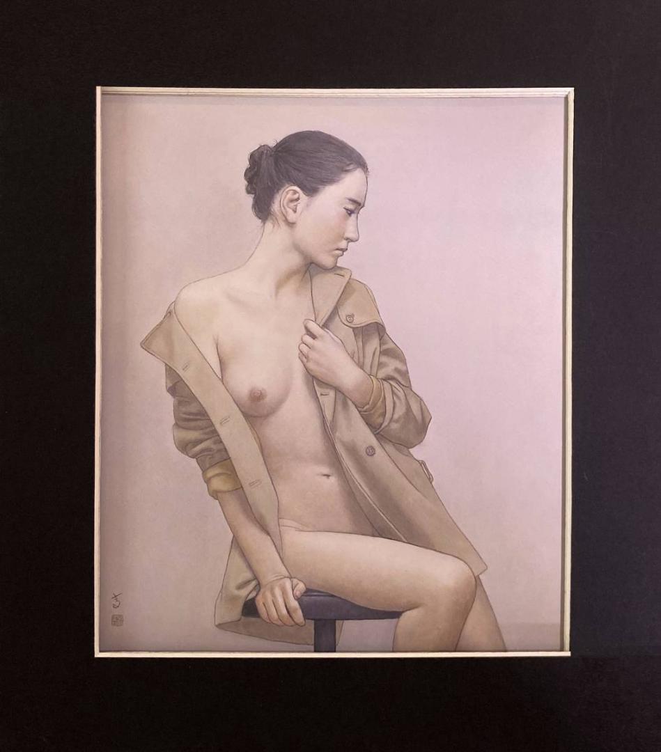 高塚省吾、【ゆるやかな時間】、希少な額装用画集画、新品高級額 額装付