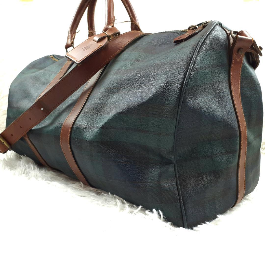 美品◎Polo Ralph Lauren 2wayボストンバッグ チェック 緑