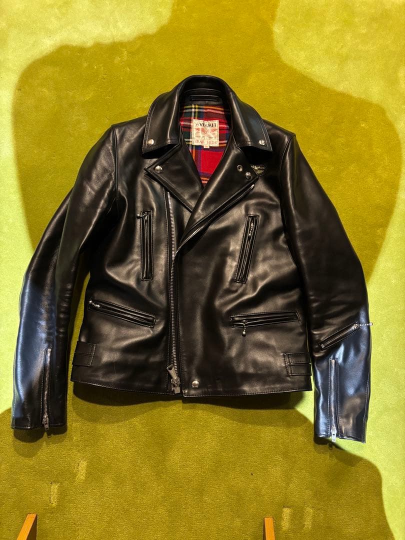 ルイスレザーダブルライダースライトニングタイトフィット