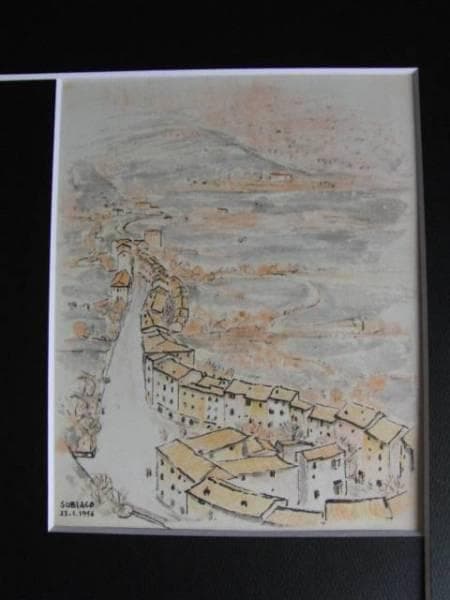 守屋多々志、生まれ故郷（スビアコ）、希少な額装用画集より、美品、新品額装付